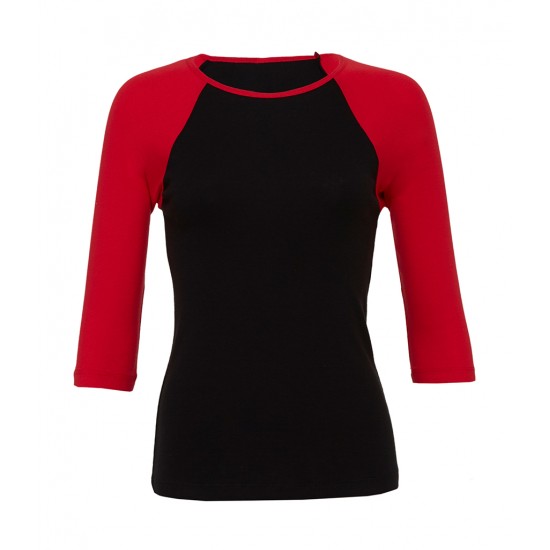 Women's Baby Rib 3/4 Sleeve Contrast T-Shirt